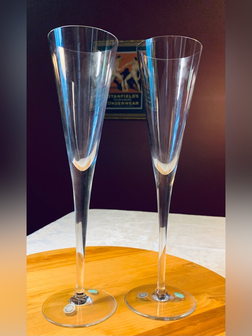 Rare Authentic Tiffany & Co, William Yeoward Pair of Crystal Champange Flutes